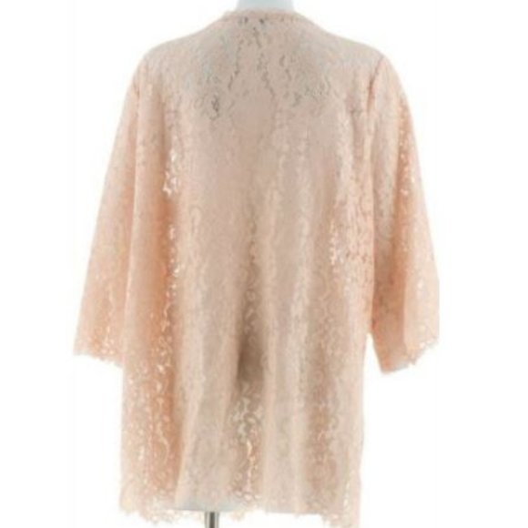 Isaac Mizrahi Open Front 3/4 Sleeve Lace Kimono - Picture 2 of 4